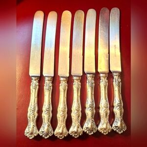 International Silverplate "Vintage" Grape Hollow Handle Dinner Knives Set of 7
